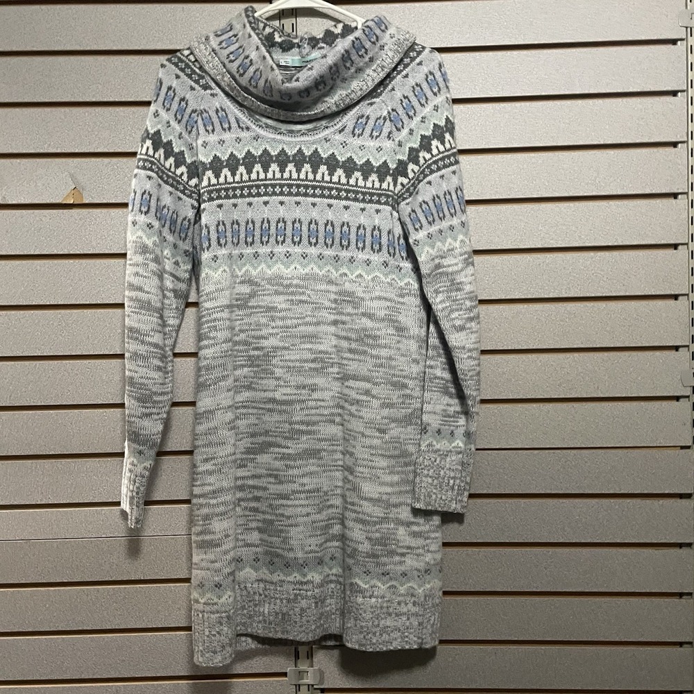 Maurices Lg‎ Multicolor Sweater Dress Long Sleeve Turtleneck Lined Knee Length